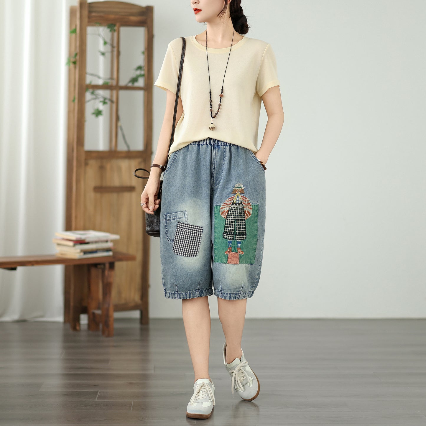 Women Embroidery Jeans Denim Harem Pants