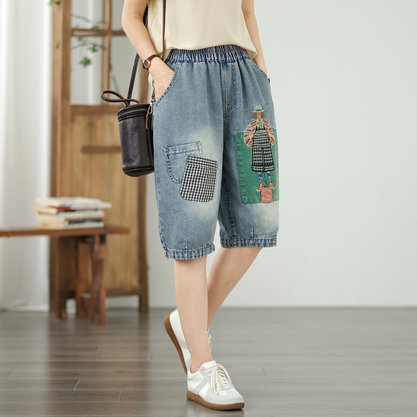 Women Embroidery Jeans Denim Harem Pants