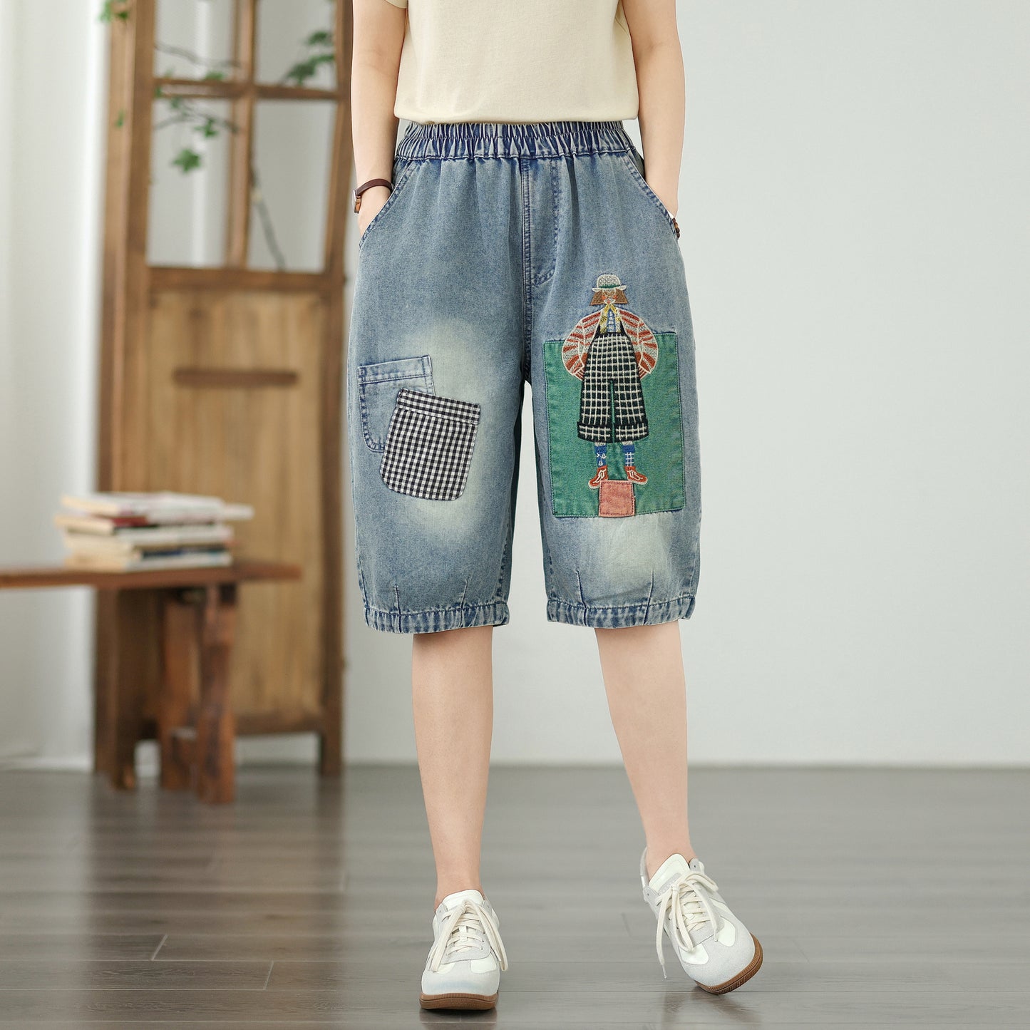 Women Embroidery Jeans Denim Harem Pants