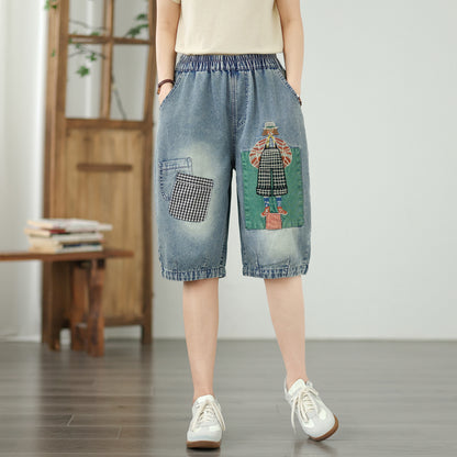 Women Embroidery Jeans Denim Harem Pants