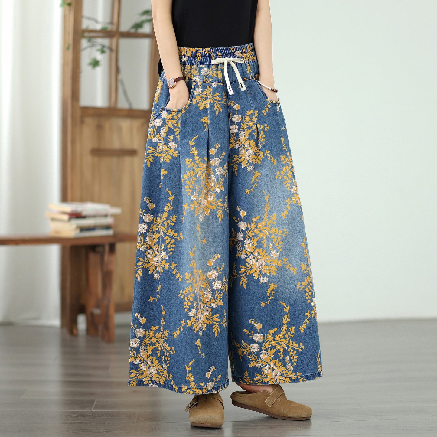 Women's Wide Leg Jeans Drawstring Pants