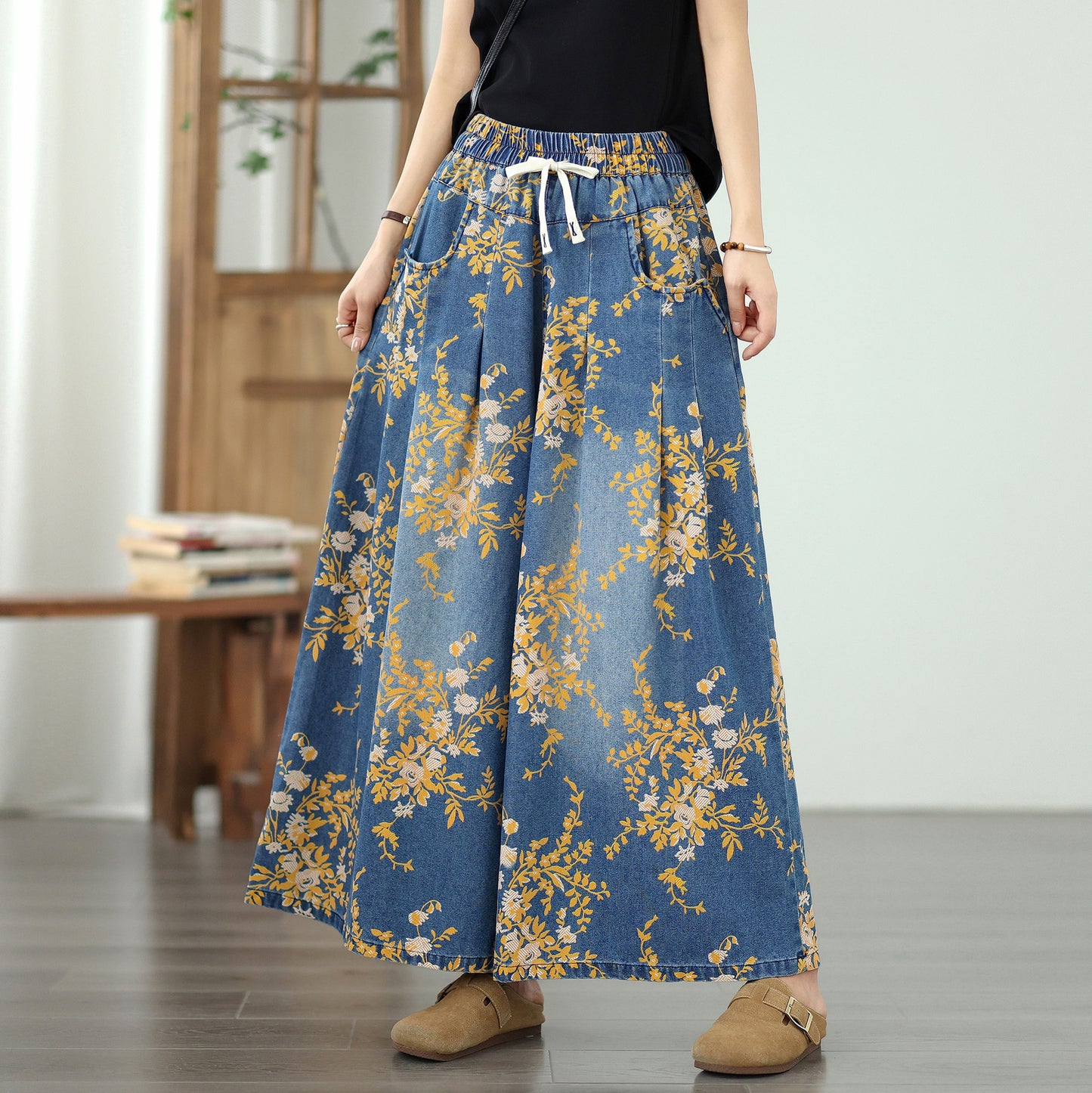 Women's Wide Leg Jeans Drawstring Pants