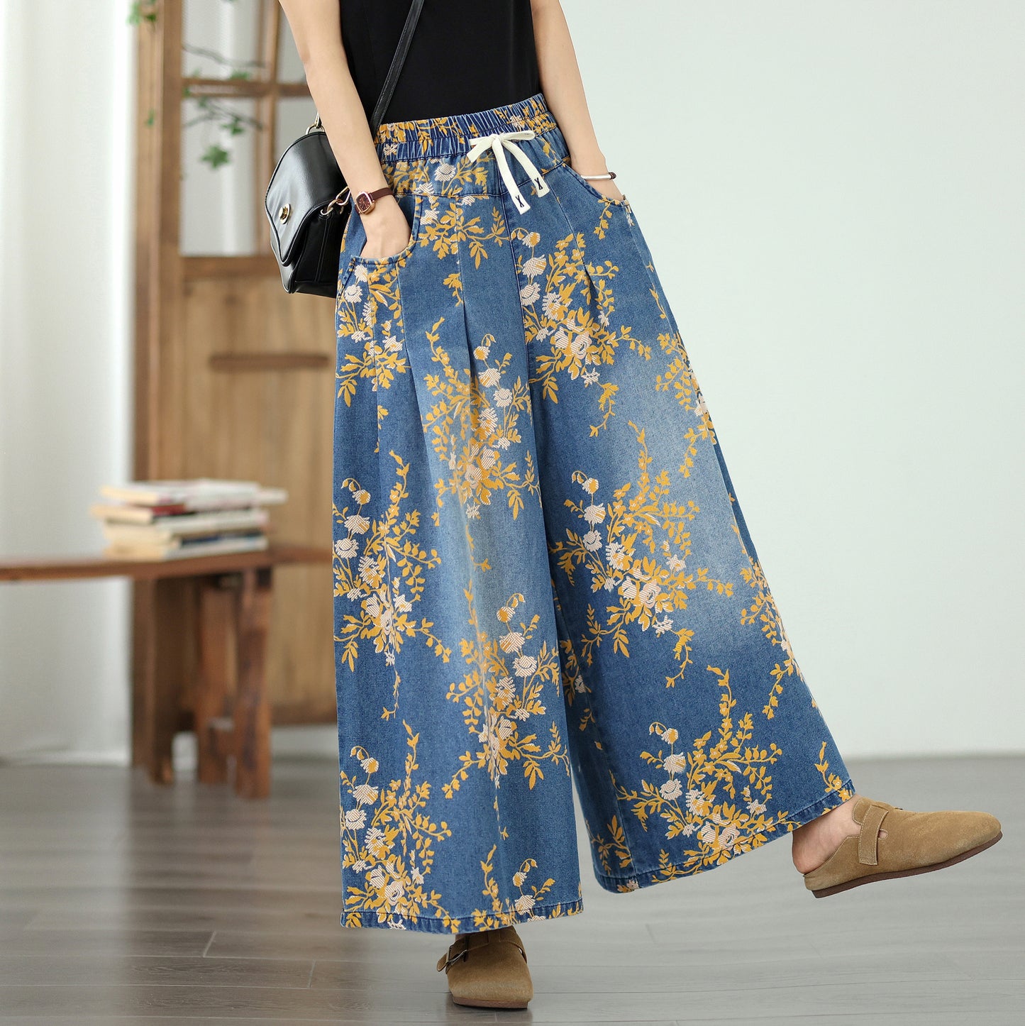 Women's Wide Leg Jeans Drawstring Pants