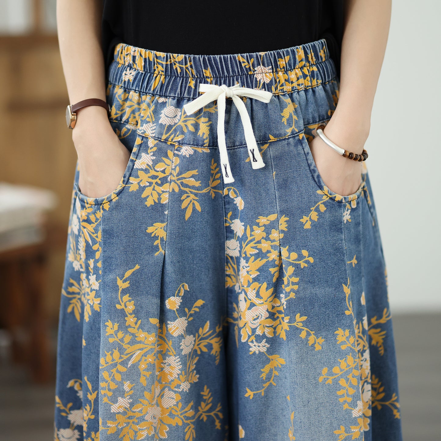 Women's Wide Leg Jeans Drawstring Pants