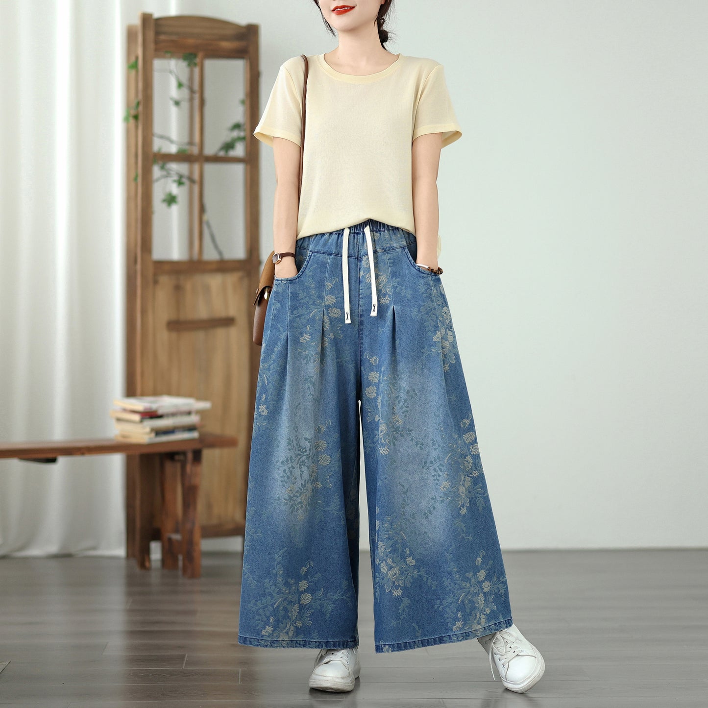 Women's Wide Leg Jeans Drawstring Pants