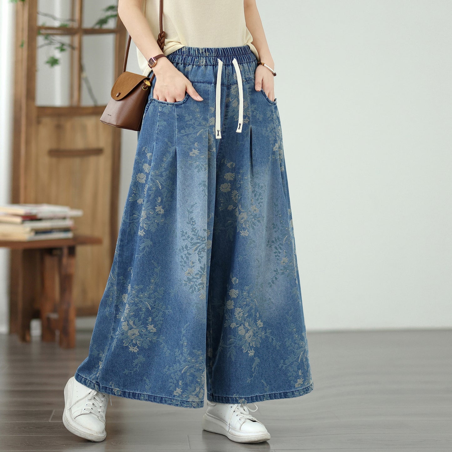 Women's Wide Leg Jeans Drawstring Pants