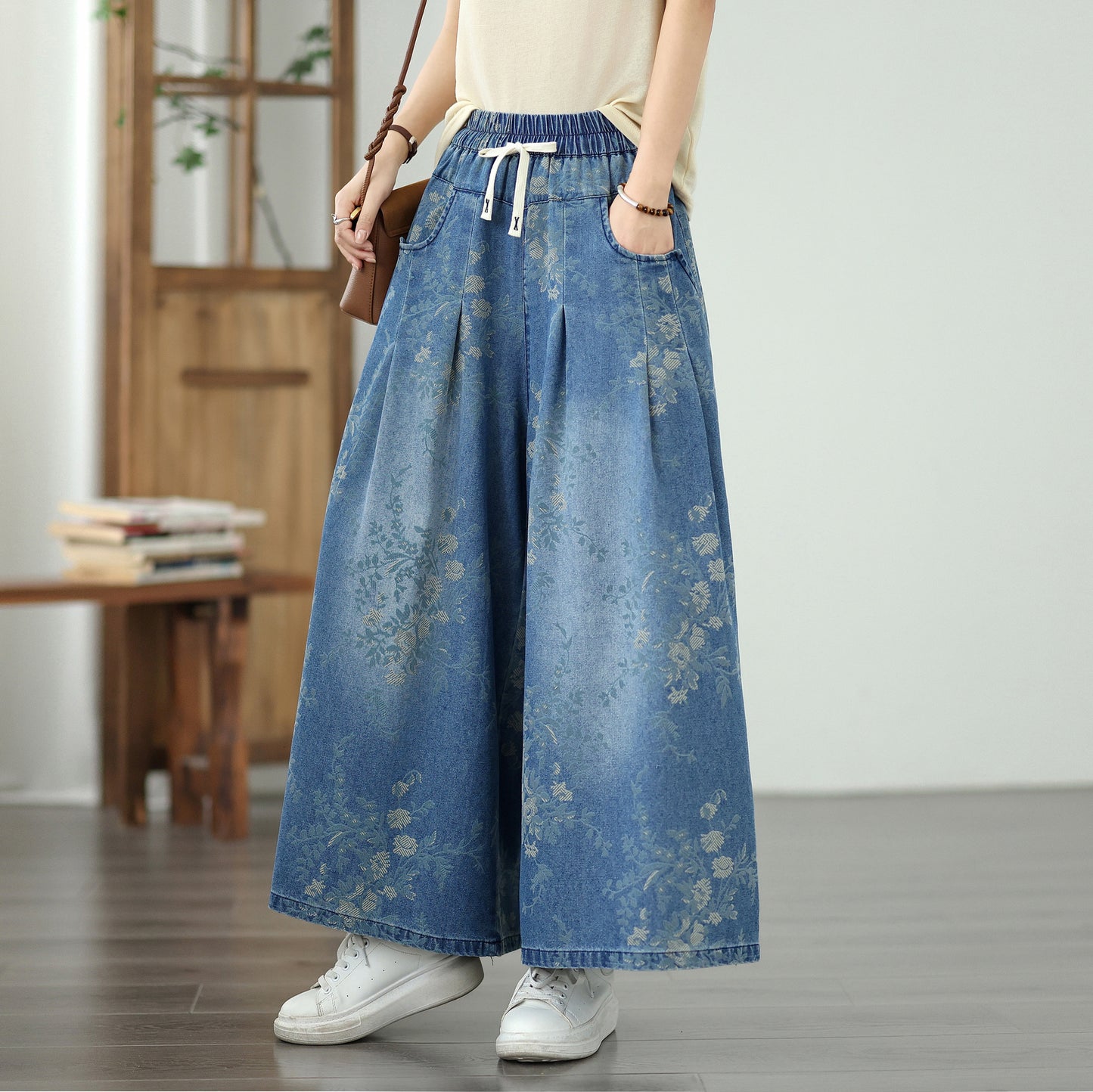Women's Wide Leg Jeans Drawstring Pants