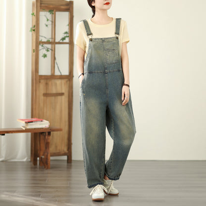 Womens Denim Bib Pants Jumpsuits Jeans Adjustable Strap Overalls