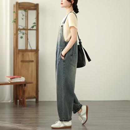 Womens Denim Bib Pants Jumpsuits Jeans Adjustable Strap Overalls