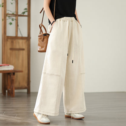 Women's Jeans Elastic Waist Wide Leg Denim Pants