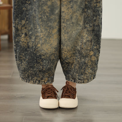 Women's Harem Baggy Jeans Drawstring Barrel Denim
