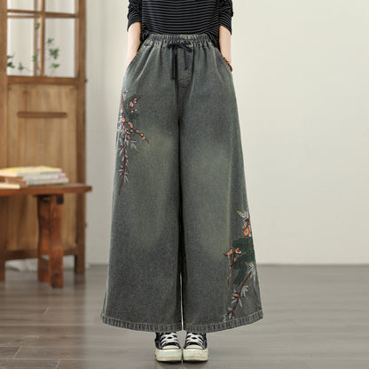 Women's Baggy Jeans Drawstring Wide Leg Denim
