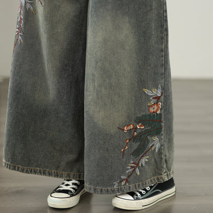 Women's Baggy Jeans Drawstring Wide Leg Denim