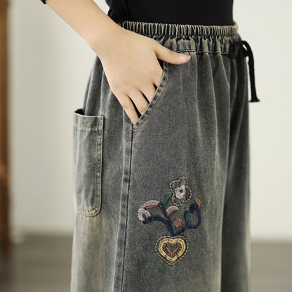Women's Baggy Jeans Drawstring Wide Leg Denim