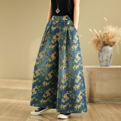 Women's Loose Jeans Elastic Waist Wide Leg Pants