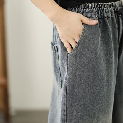 Women's Baggy Jeans Drawstring Wide Leg Denim