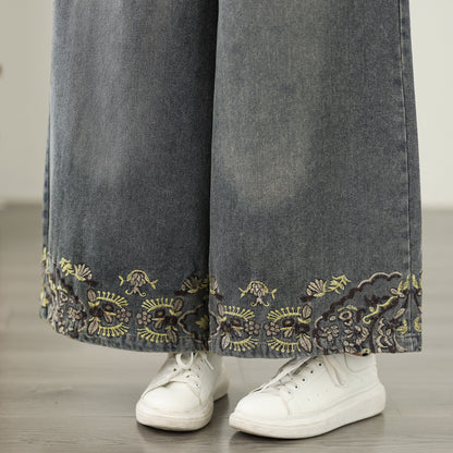 Women's Baggy Jeans Drawstring Wide Leg Denim