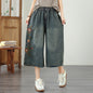 Comfy Embroidered Denim Pants – Wide Leg Cropped Jeans for Summer - LAI MENG FIVE CATS
