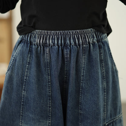 Women's Baggy Jeans Drawstring Elastic Barrel Denim Pants