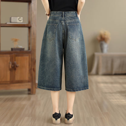 Embroidered Cropped Wide Leg Jeans | Floral Summer Denim