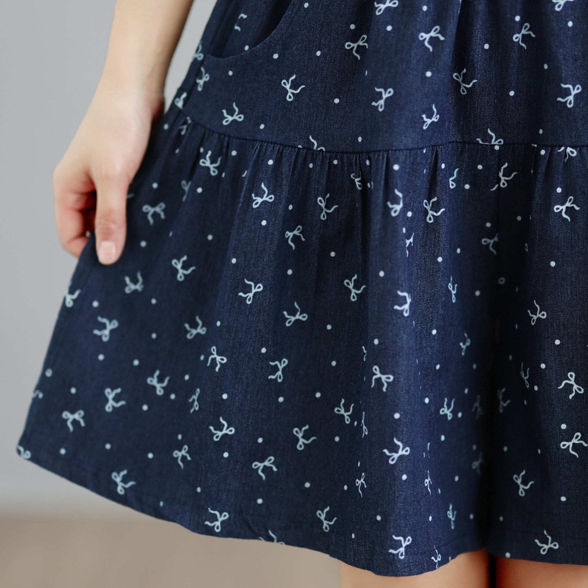 Floral Denim Skort Shorts – Elastic Waist & Pockets - LAI MENG FIVE CATS