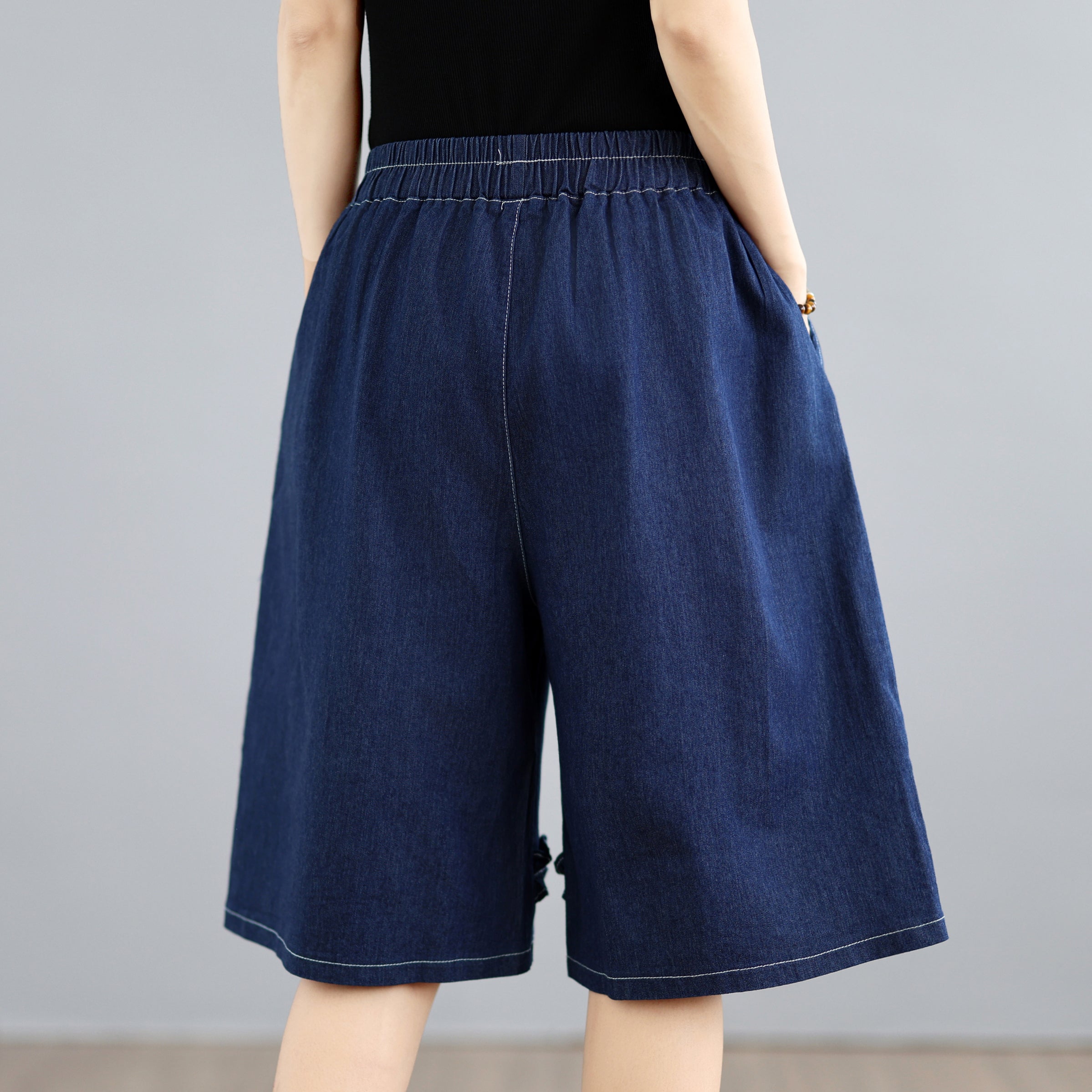 Lightweight Denim Culotte Shorts with Braided Hem – LAI MENG FIVE CATS