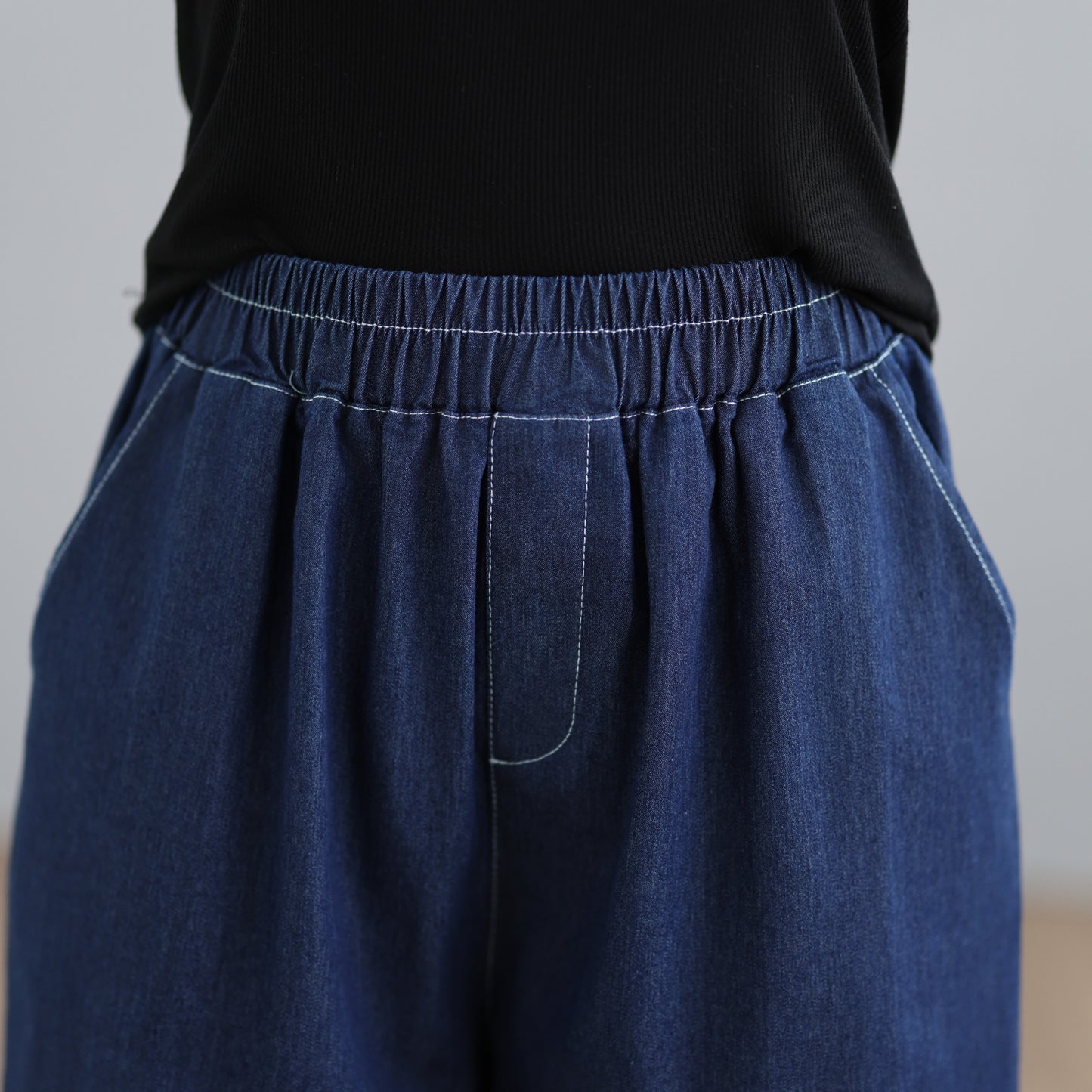 Lightweight Denim Culotte Shorts with Braided Hem