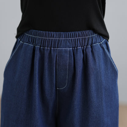 Lightweight Denim Culotte Shorts with Braided Hem