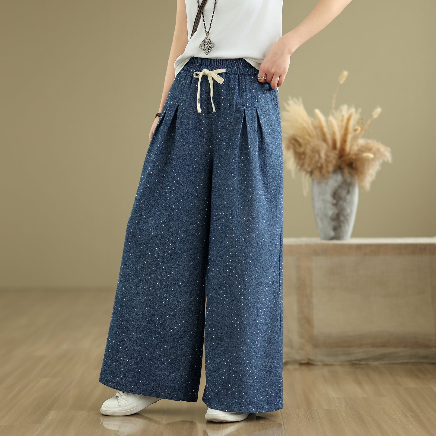 Women's Jeans Elastic Waist Wide Leg Denim Pants