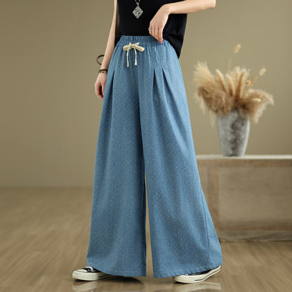 Women's Jeans Elastic Waist Wide Leg Denim Pants