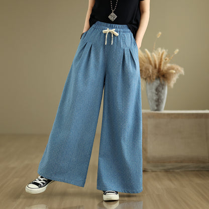 Women's Jeans Elastic Waist Wide Leg Denim Pants