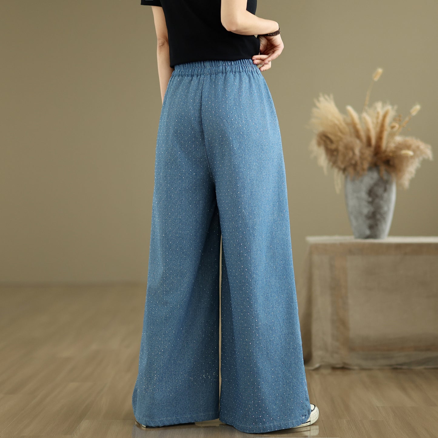 Women's Jeans Elastic Waist Wide Leg Denim Pants