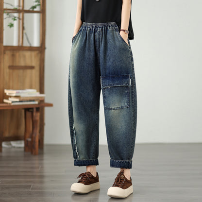 Women's Baggy Jeans Elastic Waist Harem Pants