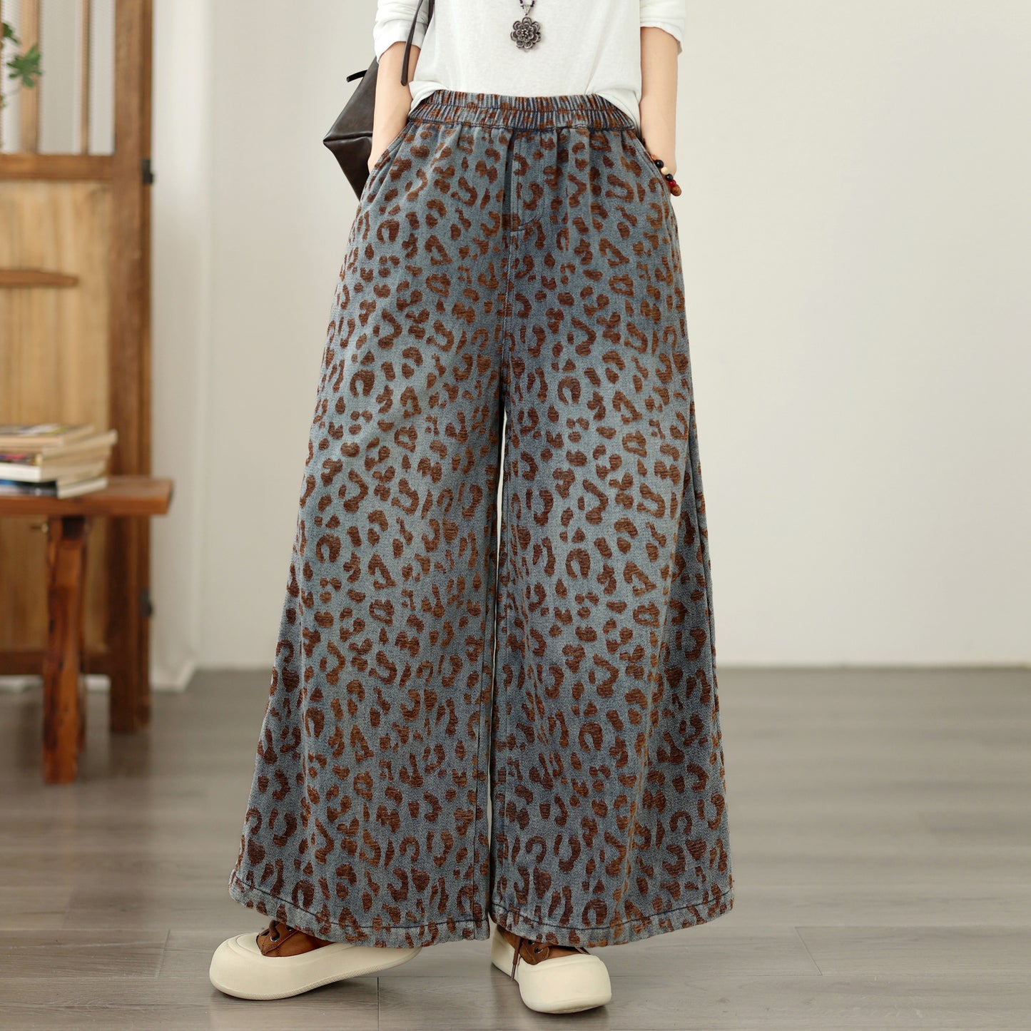 Aspen Leopard Wide Leg Jeans