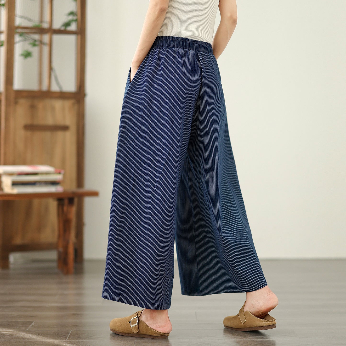 Women's Jeans Elastic Waist Wide Leg Denim Pants