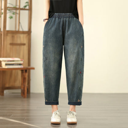 Women's Jeans Denim Pants Elastic Waist
