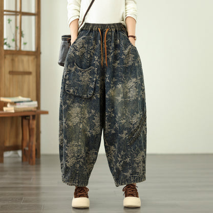 Women's Harem Jeans Drawstring Waist Print Pants