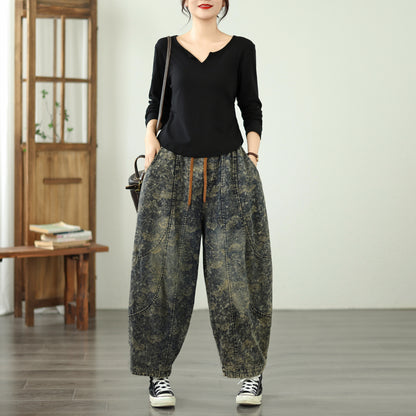 Women's Harem Jeans Drawstring Waist Print Pants