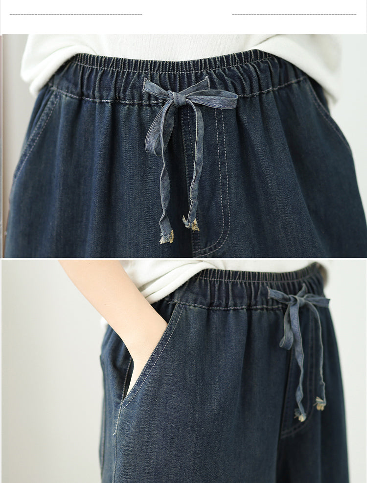 Women's Baggy Wide Leg Jeans Embroidery Pants