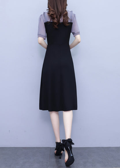 Women's Short Sleeve Pocket A-line Stretch Midi Dress