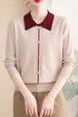 Women's Contrast Collar Cropped Sweater Shirt