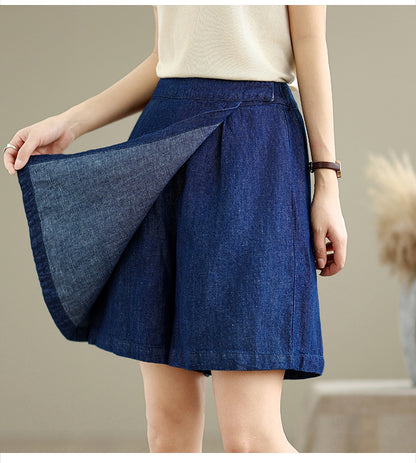Women's Skorts Skirts Denim Mini Skirt Pull On Jean Shorts - LAI MENG FIVE CATS