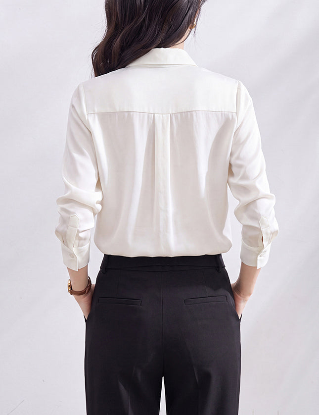 Classic Ruffle Front Stand Collar Blouse