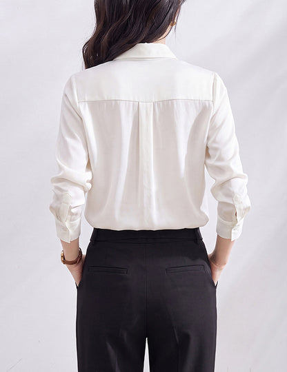 Classic Ruffle Front Stand Collar Blouse