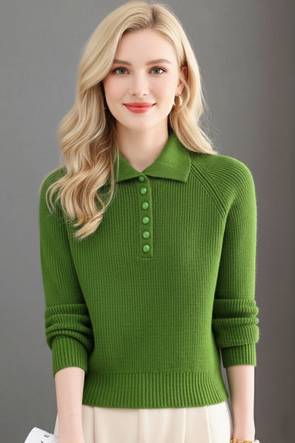 Women's Long Sleeve Button Polo Shirts Sweater Blouse