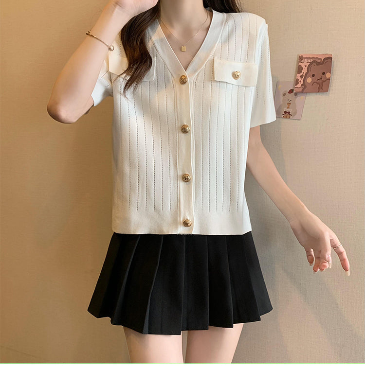 Button Knit Top – Lightweight Summer Cardigan