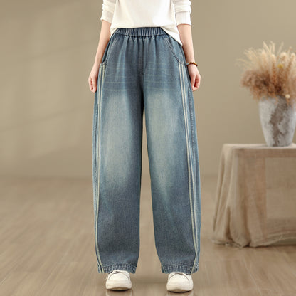 Women's Jeans Elastic Waist Wide Leg Denim Pants