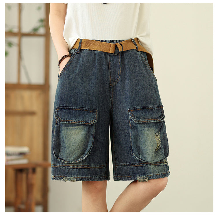 Women's Bermuda Shorts Baggy Jean Denim Shorts - LAI MENG FIVE CATS