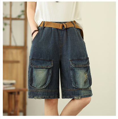 Women's Bermuda Shorts Baggy Jean Denim Shorts - LAI MENG FIVE CATS