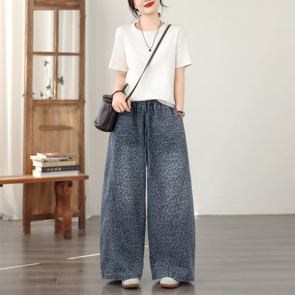 26-Women's Baggy Jeans Elastic Waist Loose Denim Pants - LAI MENG FIVE CATS